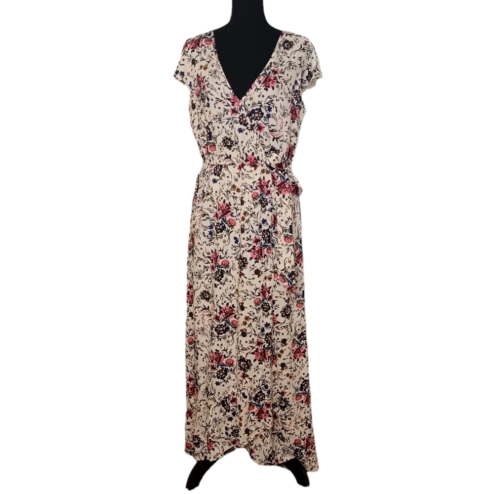 B.O.G. Collective Double V Surplice Floral Cottagecore Maxi Dress Women's Sz Med